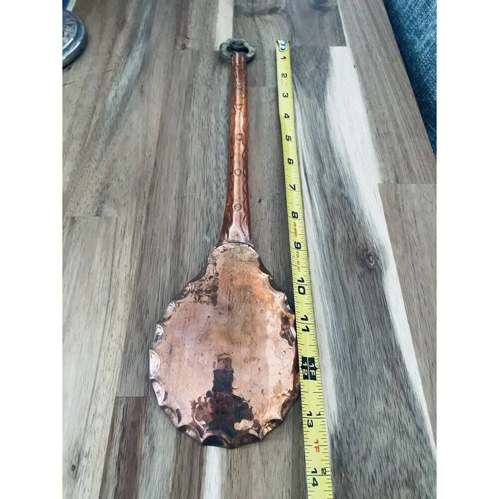 Large 13” Aztec Mayan Copper Plate Spoon Antique Vintage Big